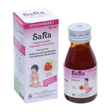 Siro Hạ Sốt Sara Dâu (Paracetamol) Thái Nakorn (C/60ml)