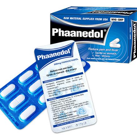 Phaanedol (Paracetamol) 500mg Usa-Nic Pharma (H/180v) Xanh