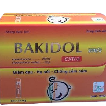 Bakidol Extra 250/2 (Paracetamol, Clorpheniramin Maleat) Phương Đông (H/30ống)