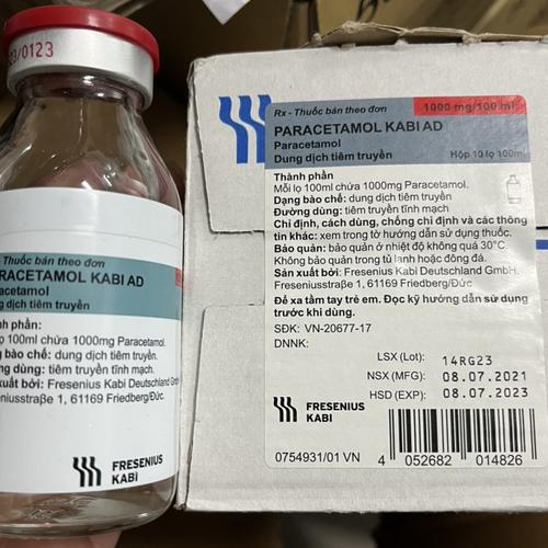 Paracetamol Kabi 1000mg/100mg Bidipha (Hộp/10lọ/100ml)