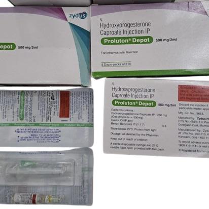 Proluton Depot 500mg (Hydroxyprogesterone Caproate) Zydus IP (Hộp/5 ống)