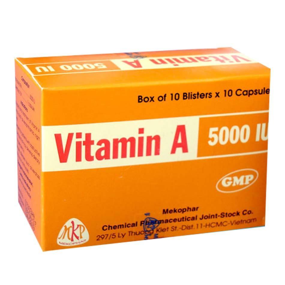 Vitamin A 5000 IU Mekophar (Lốc/10h/100v)
