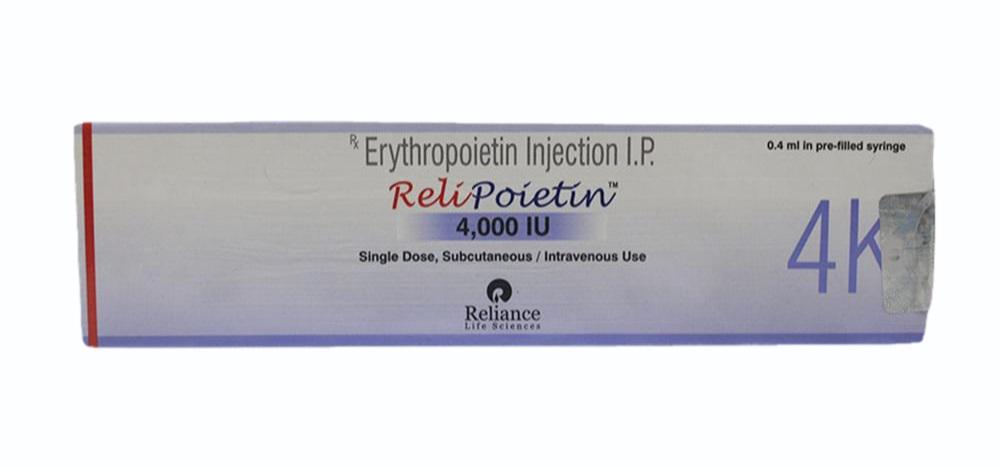 Reliporex 4000 IU  (Erythropoietin) RELIANCE (H/1 bơm Tiêm) IP