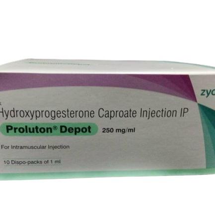 Proluton Depot 250mg (Hydroxyprogesterone Caproate) Zydus IP (Hộp/10 ống/1ml) 